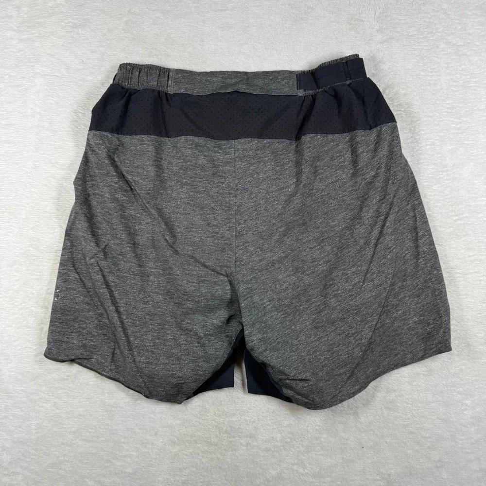 Lululemon Surge Short 6 Mens Small Heathered Black Gray Running Athletic Liner